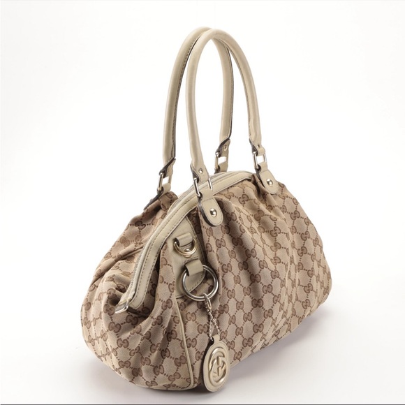 Gucci sukey domed shoulder bag inGG canvas Ivory leather - Picture 3 of 11